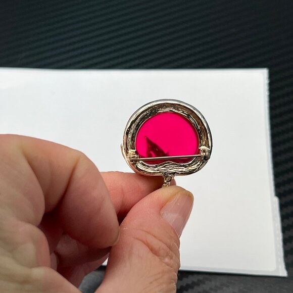 Vintage Sarah Coventry Apple Red Jelly Belly Brooch Pin Lucite Gold Tone Fruit - Picture 5 of 8